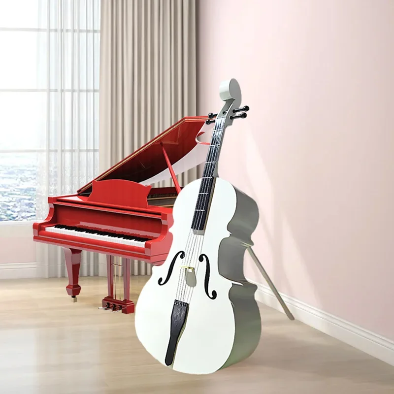 Metal creative cello model decoration ornaments community courtyard beauty display soft furnishings iron industrial style