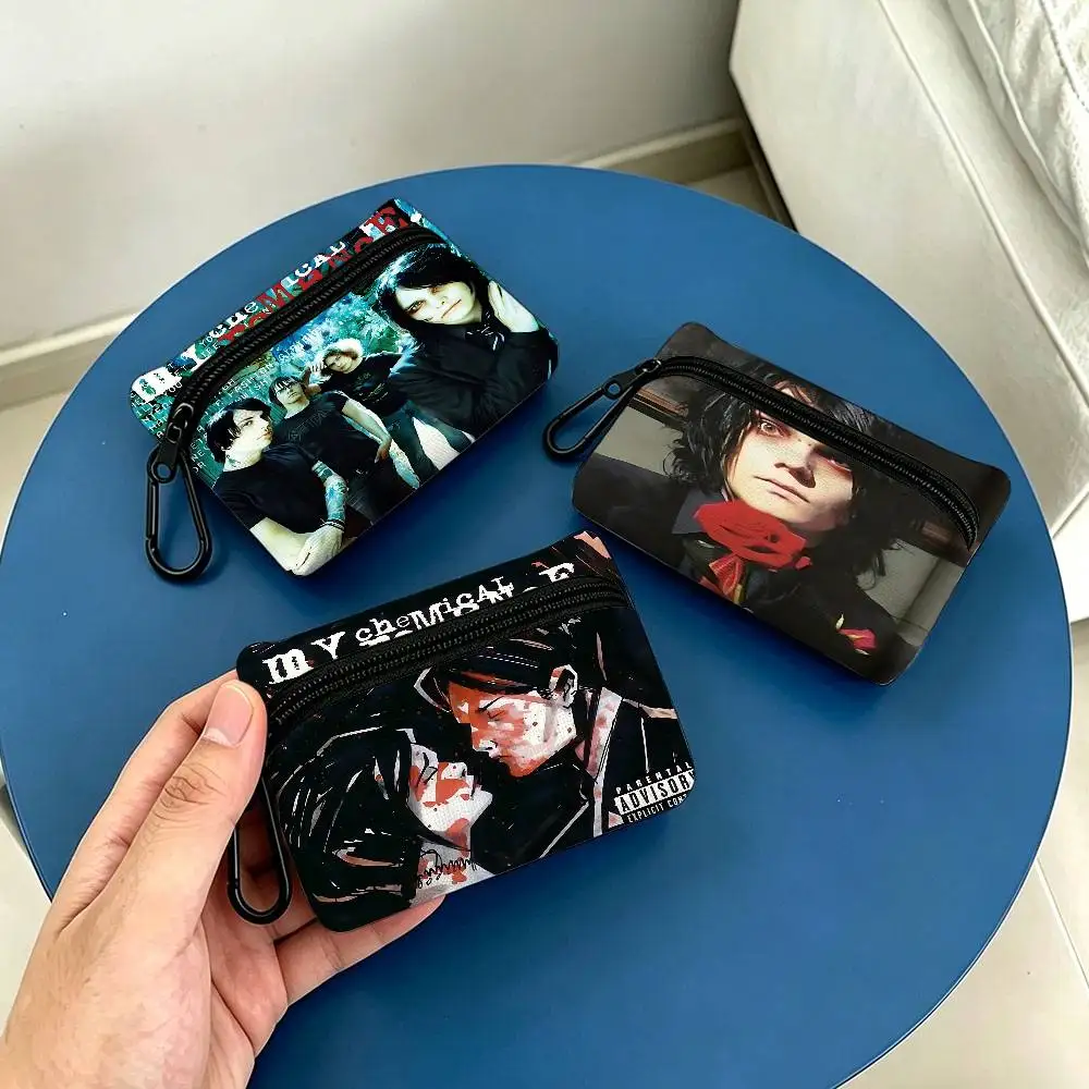 My Chemical Romance Band Oxford Fabric Mini Coin Wallet Smooth Zipper Hanging Design Multi-use Small Storage Bag For Travel