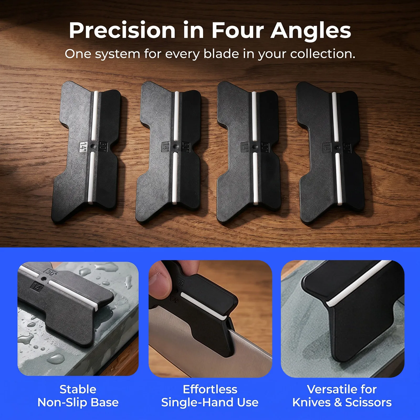 4Pcs Knife Sharpening Angle Guide Non-Slip Stone Sharpener Adjustable Sharpener Holder for Kitchen Outdoor Chef Knife Scissors