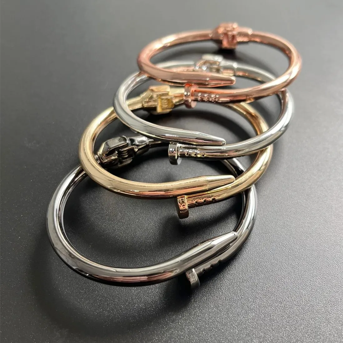 Fashion Round Nail Series Open Bracelet Women Men Gold Silver Color Couple Metal Bracelet Temperament Party Daily Jewelry