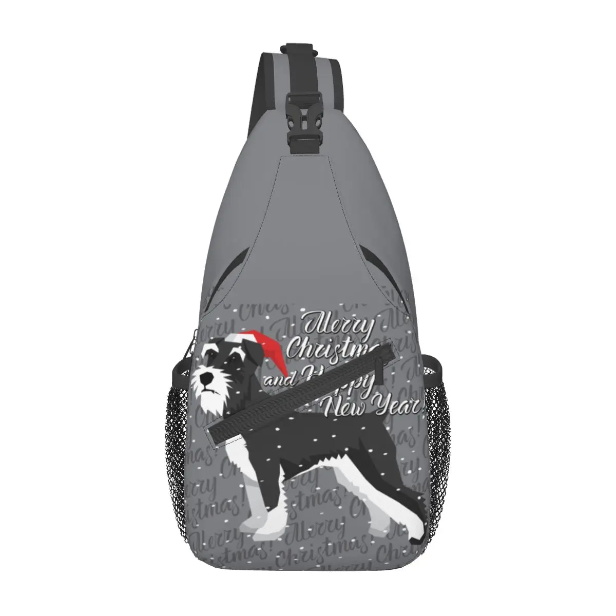 Schnauzer Crossbody Sling Bag Pequeno Peito Bag Presente Animal Dog Amante Ombro Mochila Mochila para Caminhadas Viagem Sports Bag