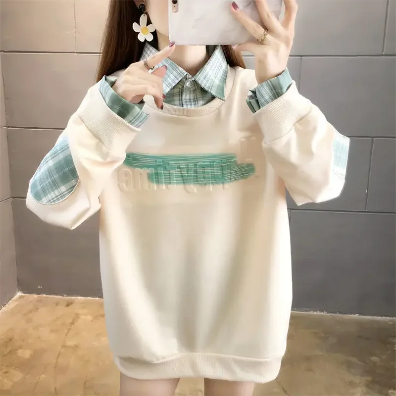 

Pullovers Baggy Women's Sweatshirts Loose Spring and Autumn Korean Female Top Coat Emo Youthful Clothes Kpop Y2k Style New In M