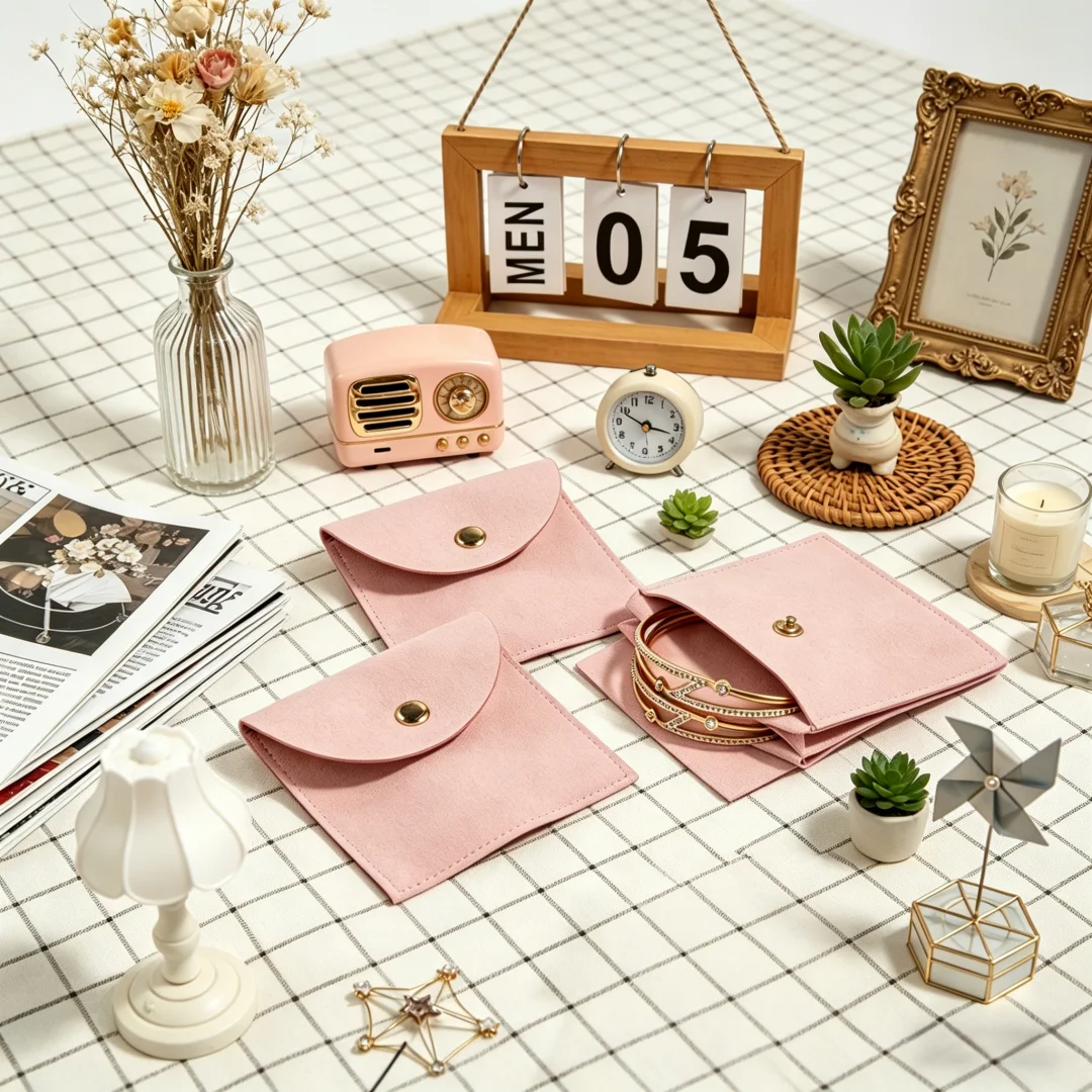 Elegante Mikrofaser-Schnappbeutel, 5 Stück, für Hochzeiten, Geburtstage und Partygeschenke, Aufbewahrung für Broschen, Ohrringe, Ringe und kleine Schmuckstücke