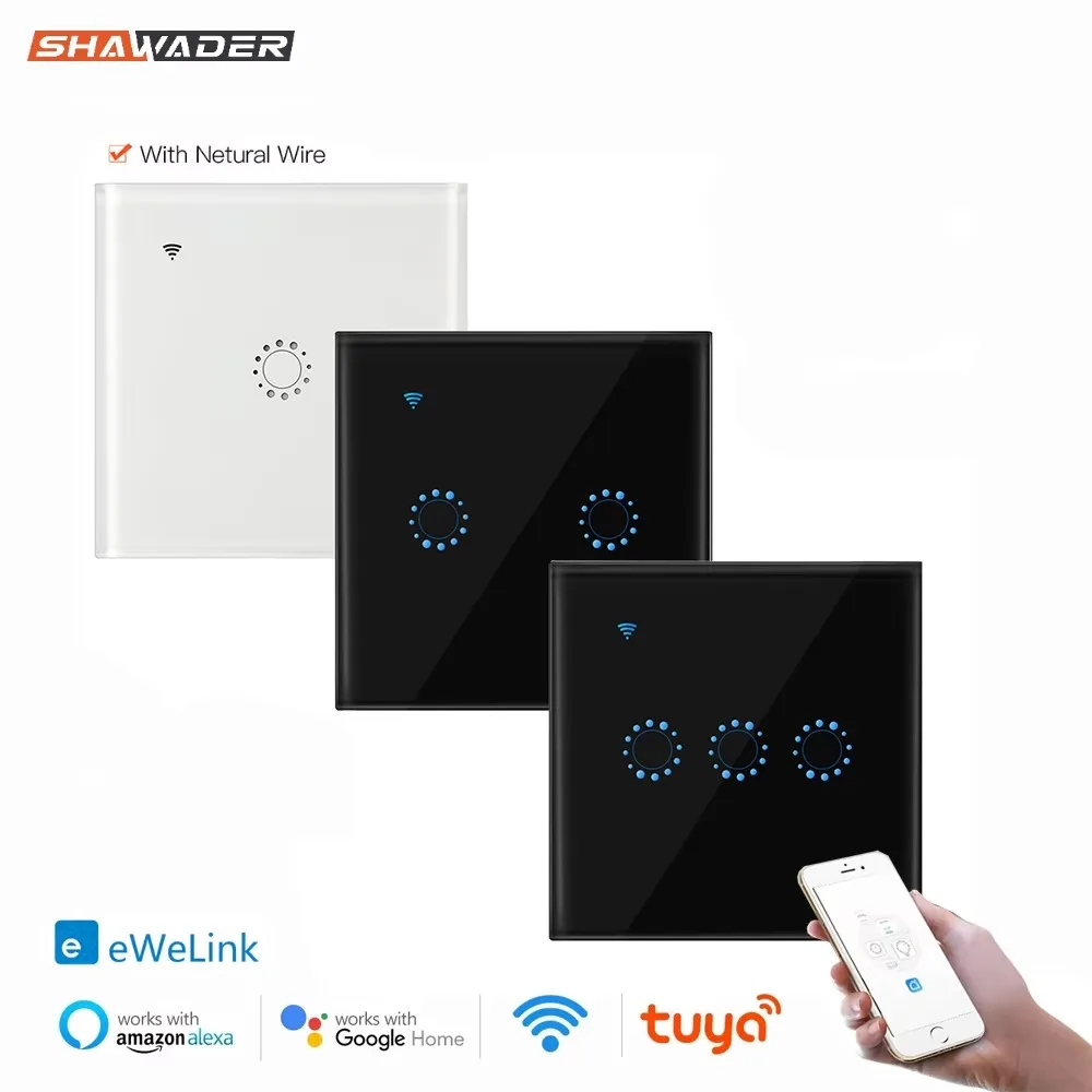 

Smart Life WiFi Tuya Ewelink Light Wall Switches Touch Glass Panel Wireless Voice Remote Control by Alexa Google Home 1/2/3 Gang