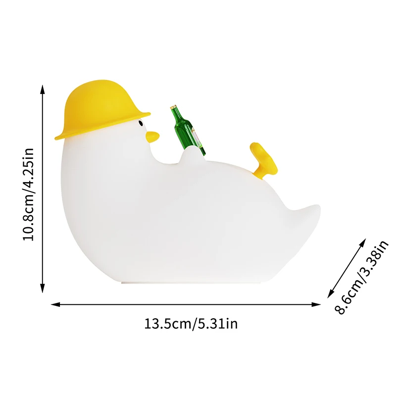 Lampu malam bebek silikon cantik, lampu tidur kamar anak dapat diredupkan, waktu dapat diisi ulang, lampu sentuh samping tempat tidur untuk ruang menyusui