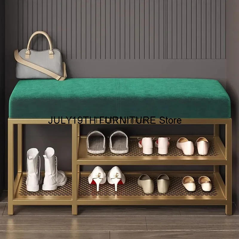 Luxury Storage Shoe Rack Slim Display With Seat Entrance Hall Shoe Rack Modern Cabinet Bench Metal Sapateira Hotel Furniture