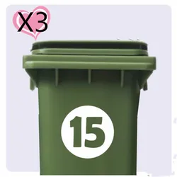 3 X Wheelie Bin Numbers DUST BIN Customized Number/ HOUSE NUMBER STICKER