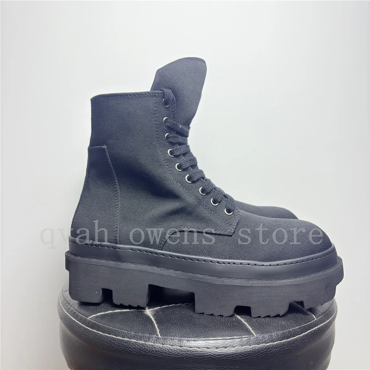Men's High Top Platform Motorcycle Shoes Lace Up Zip Canvas Women Boots Luxury Sneakers Black Male Designer Shoes