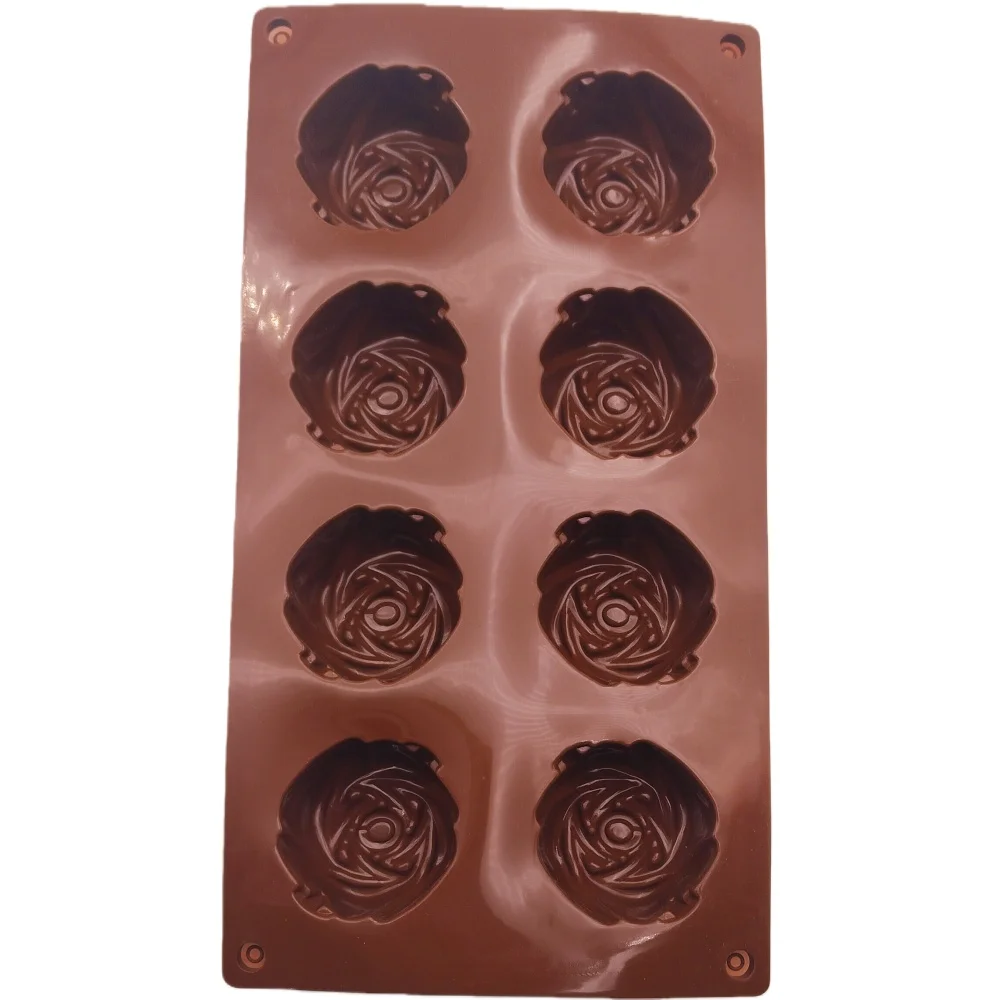 New Arrival 8 Hole Rose Flower Silicone Cake Mold DIY French Mousse Dessert Chocolate Mold Jelly Pudding Kitchen Baking Tools