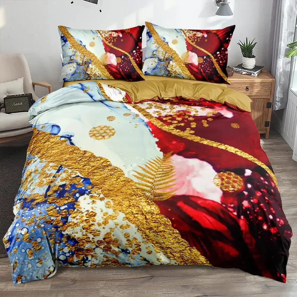 3D Modern Marble Quilt Cover Set Bedding Sets Comforter Covers Pillowcase 3-Piece Duvet Cover Bed Linen Full 140x200 Bedspreads