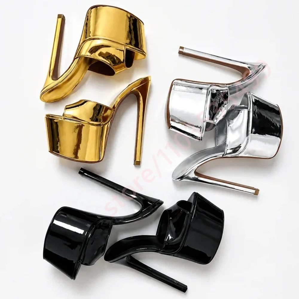 2026 New Clear Pvc Platform Mules for Women Open Peep Toe Thin Super Stiletto Heel Slip On Summer Party High Heel Sandals