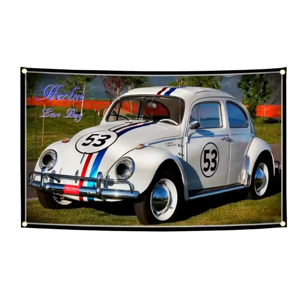 Herbie Beetle 53 Car Flag Banner Tapestry Banner Racing Car Garage Or Outdoor Decoration For Auto Enthusiasts
