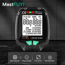 Mastfuyi fy1881 generation full screen socket tester erdung null ac spannungs tester 30v-250v rcd testst ecker polarität phasen prüfung