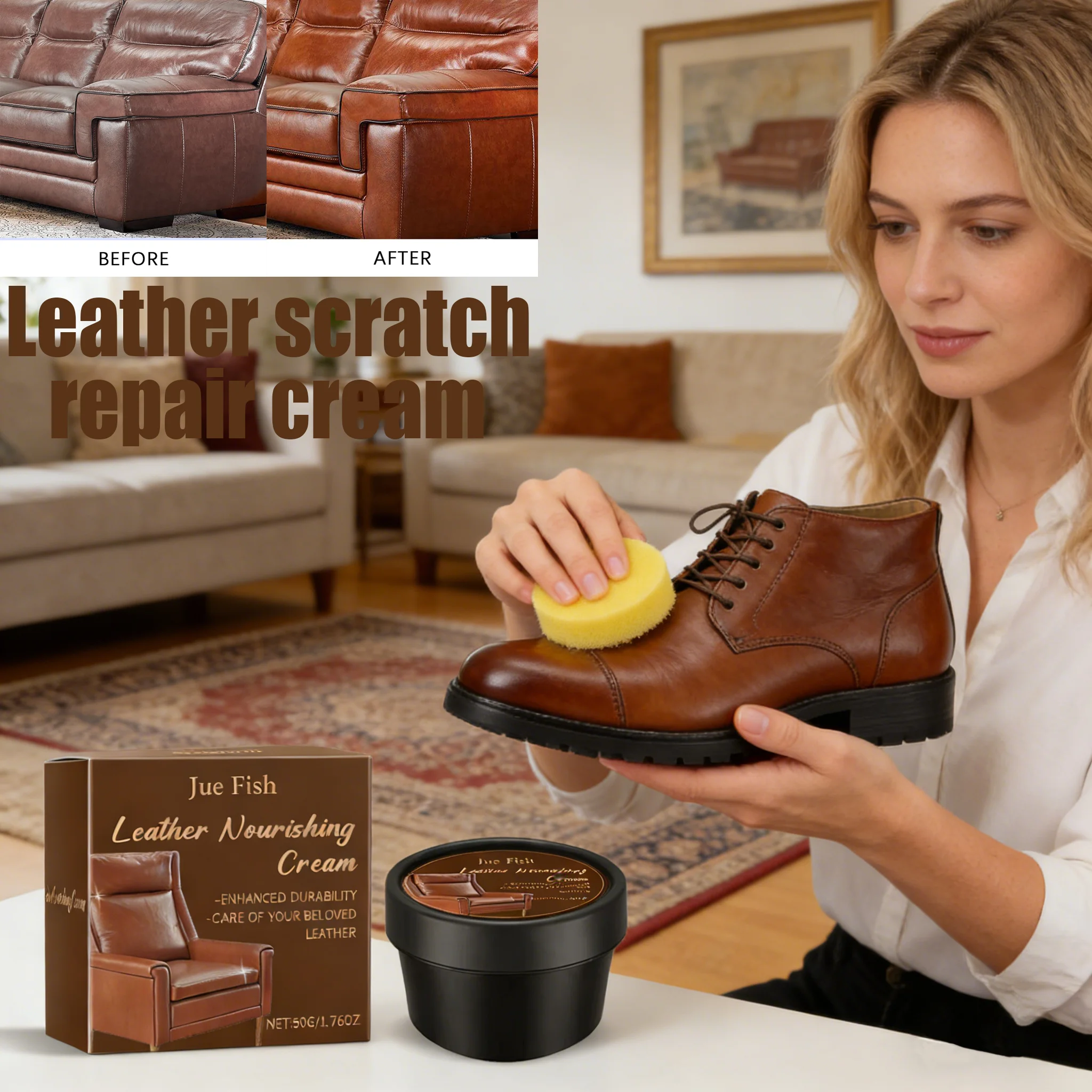Leather Scratch Repair Cream - Suitable For Leather Bags Sofas Leather Shoes Easy DIY Leather Repair Kit Care And Cleaning Cream