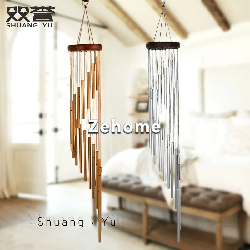 18 tube aluminum wind chimes, European solid wood music metal wind chimes pendant creative birthday gift home decoration pendant