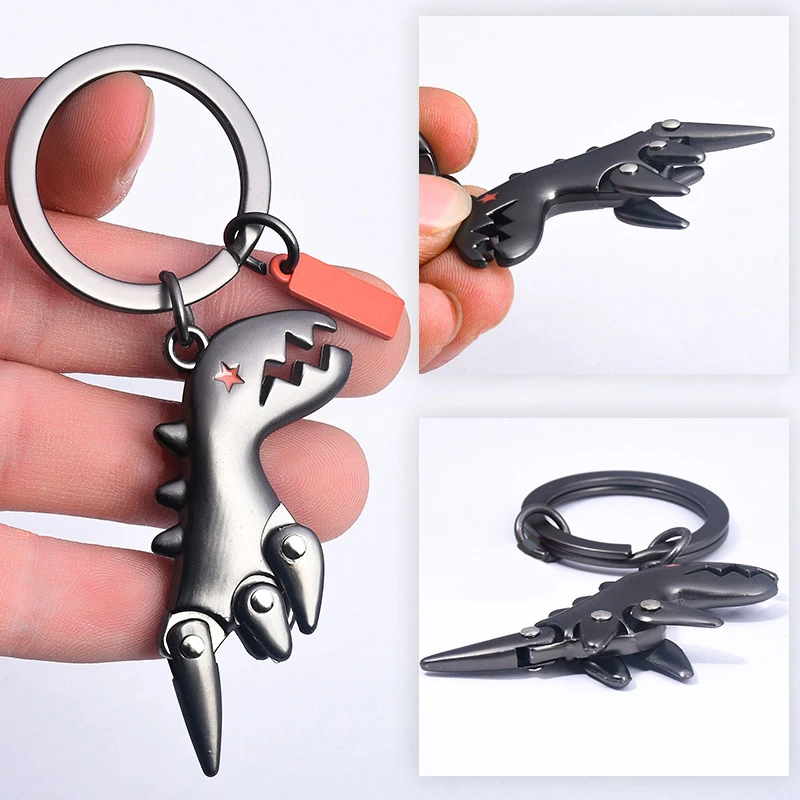 3 Color Dinosaur Keychain for Men Metal Keyring Key Chain Jewelry Cute Gift