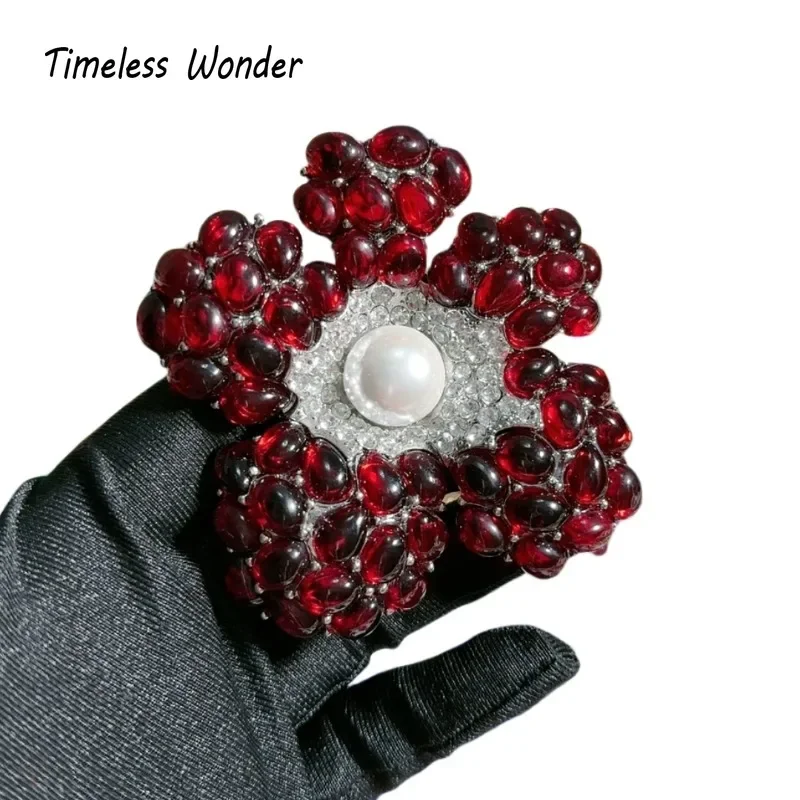 Timeless Wonder Fancy Zircon Glass Floral Brooch Pins for Women Designer Jewelry Runway Rare Luxury Gift Vintage Classy 1381