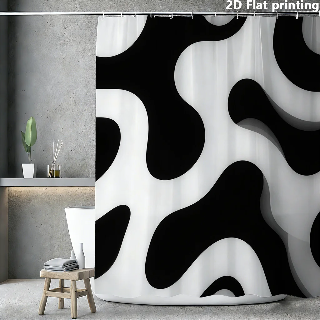 Chic Abstract Black White Modern Pattern Shower Curtain Waterproof Bathroom Decor Liner Luxury Home Bathroom Accessory