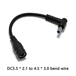 5.5*2.1mm To 4.5*3.0mm DC Power Charger Converter Adapter Right Angle Cable For HP Dell Blue Tips