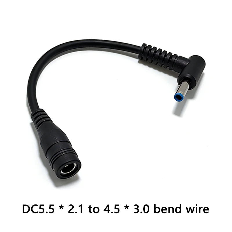 5.5*2.1mm To 4.5*3.0mm DC Power Charger Converter Adapter Right Angle Cable For HP Dell Blue Tips
