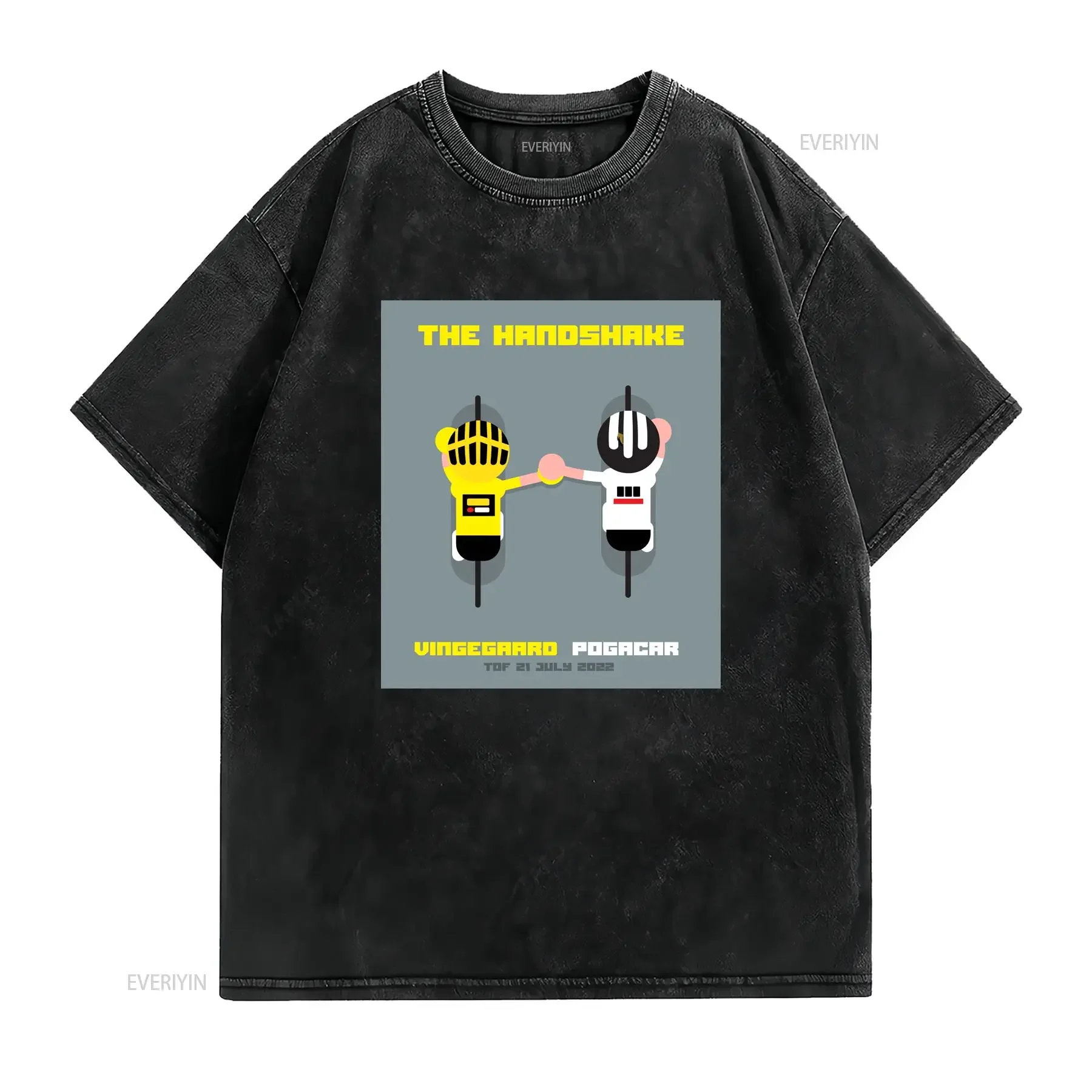 The Handshake Vingegaard Pogacar 2022 T shirt vintage Washed designer clothes Slightly graphic Casual Versatile Comfortable