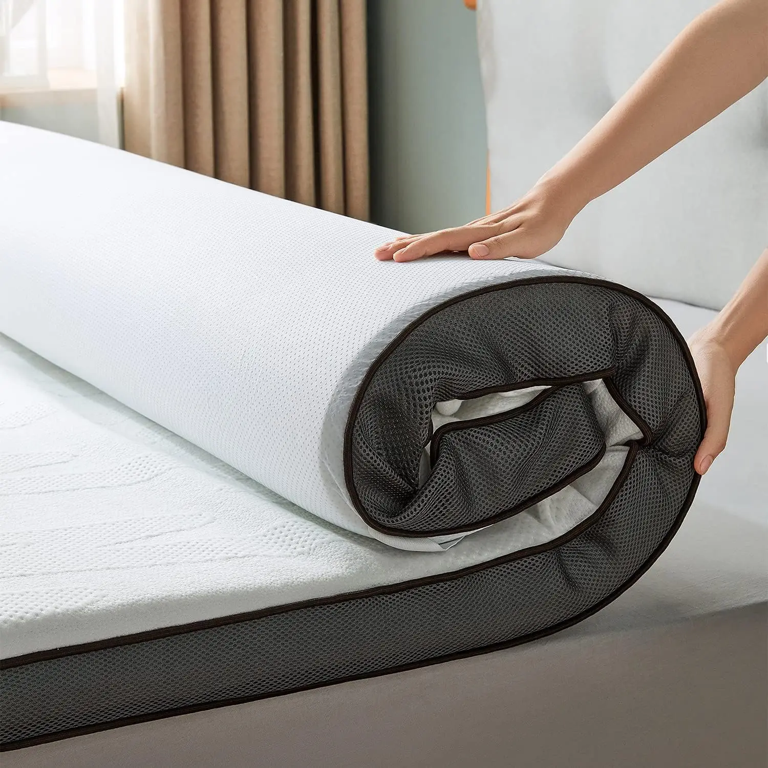 

Mattr Topper Twin Xl, 2 Hes Gel Memory Foam Mattr Topper, съемный и моющийся чехол, нескользящий дизайн, сертифицированный Certipur-Us,