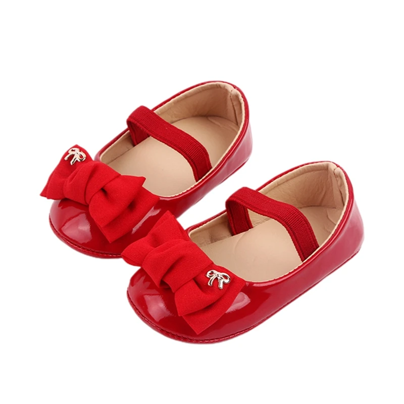 New Infant Baby Girls Shoes Toddler Classic Bow Newborn Shoes Soft Anti-slip Rubber Sole Princess Bebes Footwear for 1 Year Gift