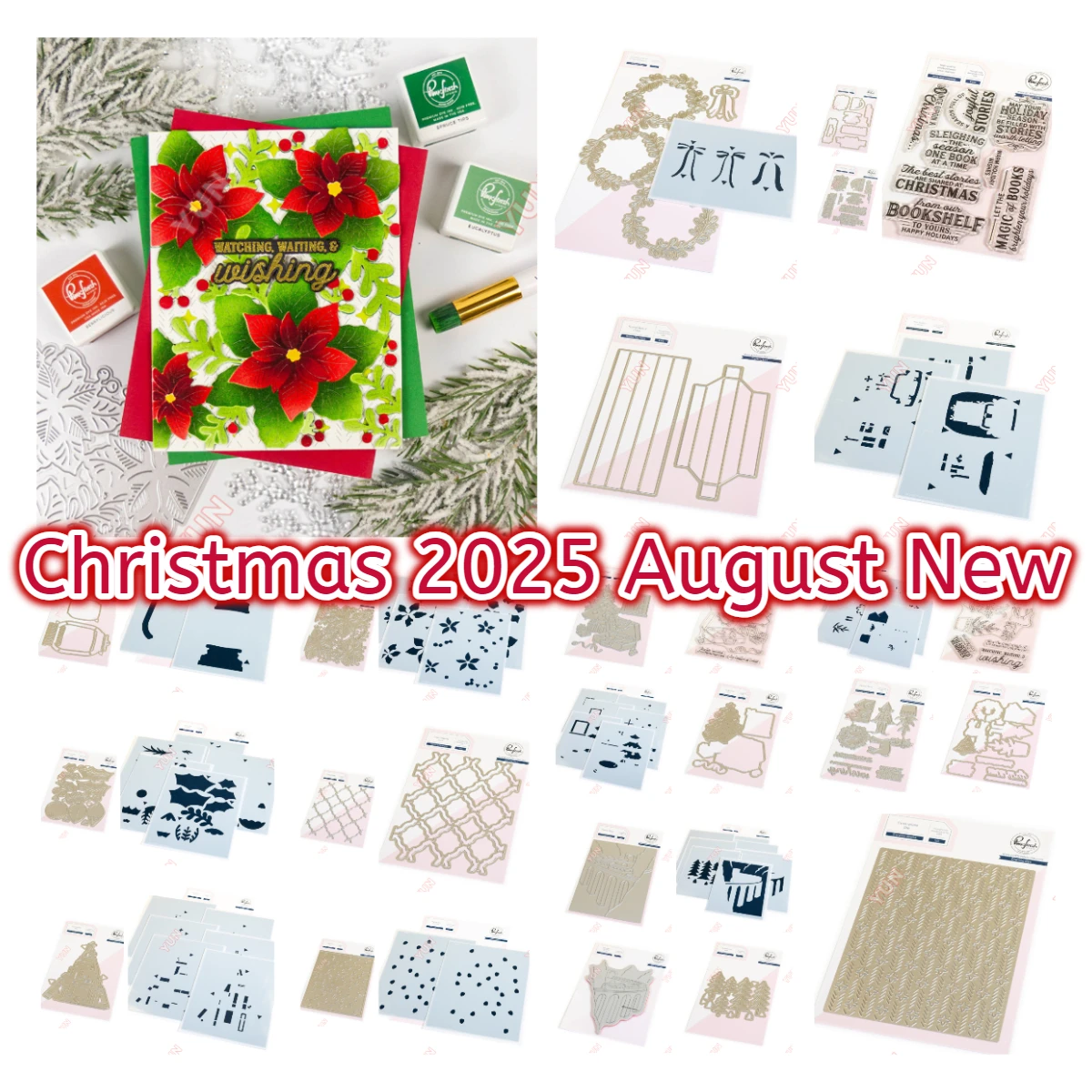 

Tied With Cheer Die Stencil Bundle Christmas Merry Melodies Lights Poinsettia Cut Dies Stamps hot DIY Holiday card Scrapbooking