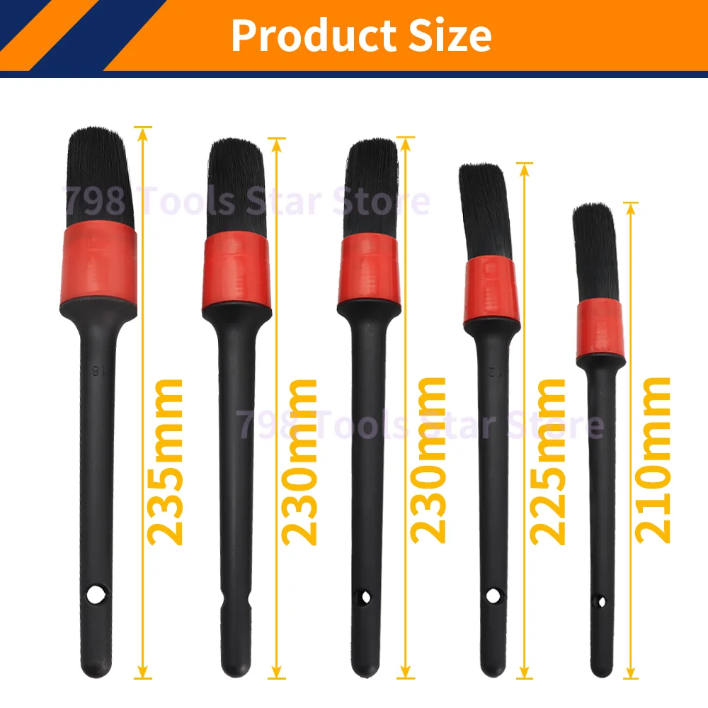 5 PCS Car Detailing Brush Set,Different Sizes Automotive Detail Brushes Multi-function Car Cleaning Tools for Interior Cleaning