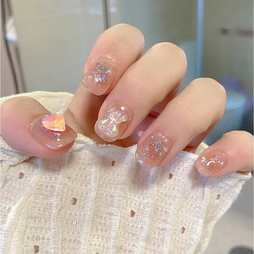 12Grids Aurora Mini Bear Nail Art Charms Mixed-Color Kawaii Resin Bears Nails Decoration Lovely Manicure Rhinestones Accessories
