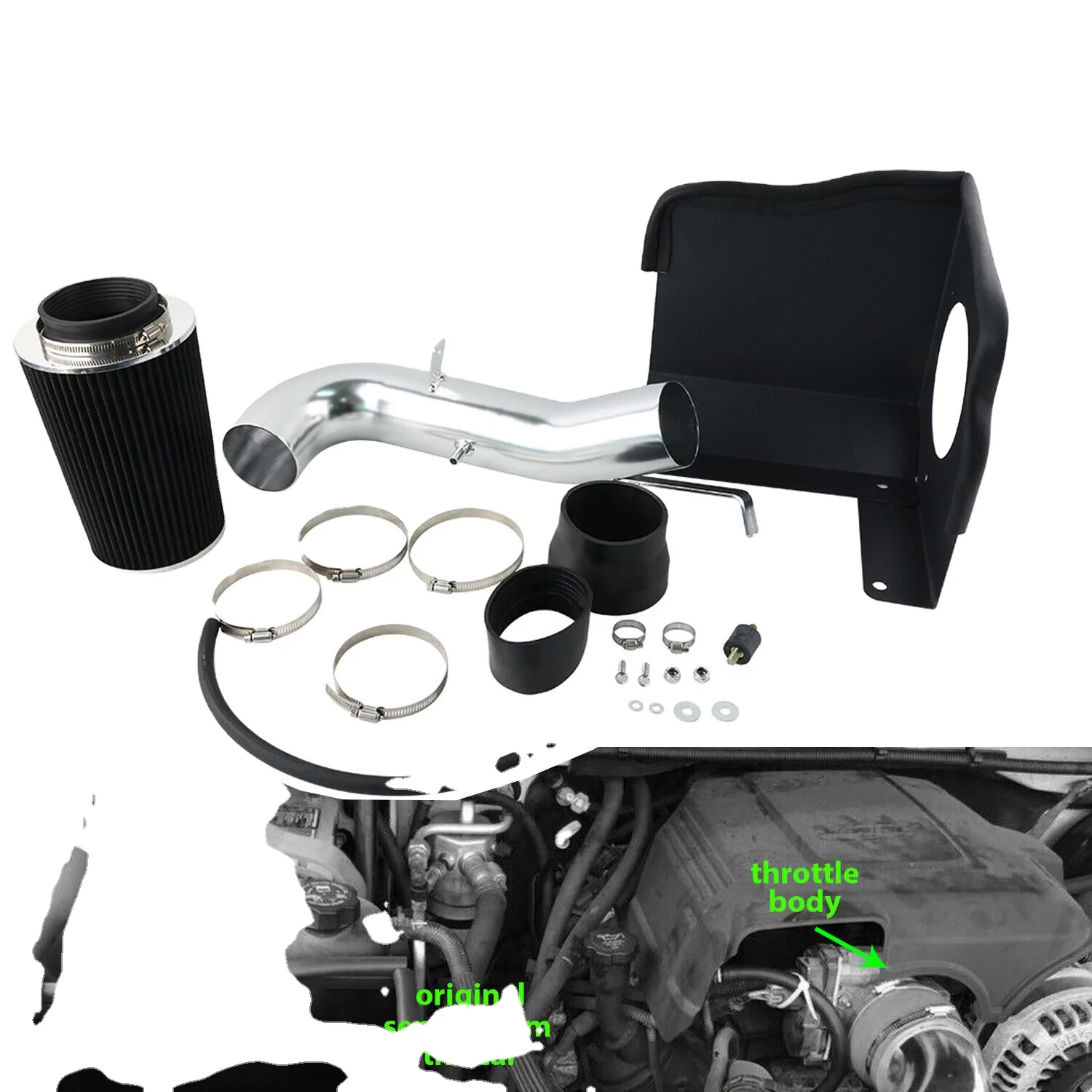 

Performance Engine Parts Cold Air Intake System Filter Kit For 07-08 GMC Tahoe Yukon 4.8L 5.3L V8 Engine