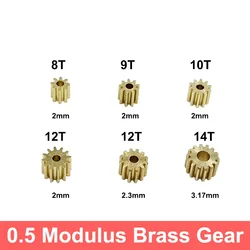 0.5M Modulus 8T 9T 10T 12T 14T Metal Copper spur Brass Gear Pinion Spindle Parts Gear Assembly Fit 2mm 2.3mm 3.17mm Shaft Motor