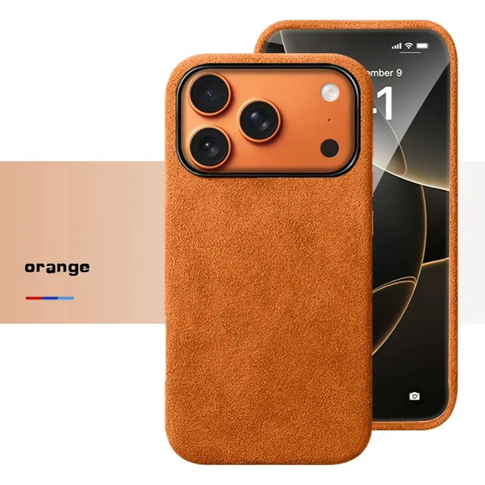 

Кожаный чехол Magsafe премиум-класса из алькантары для iPhone 17 Pro Max Air 17, задняя крышка на ощупь