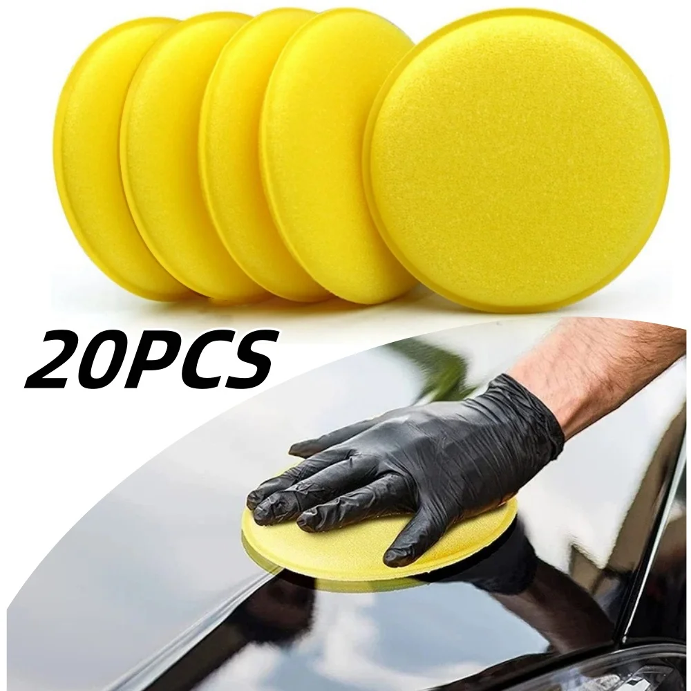 

20 шт., вощеная круглая пустая губка для чистки автомобиля, губка для вощения автомобиля, полировка, пенопластовая губка высокой плотности, инструменты для чистки автомобиля