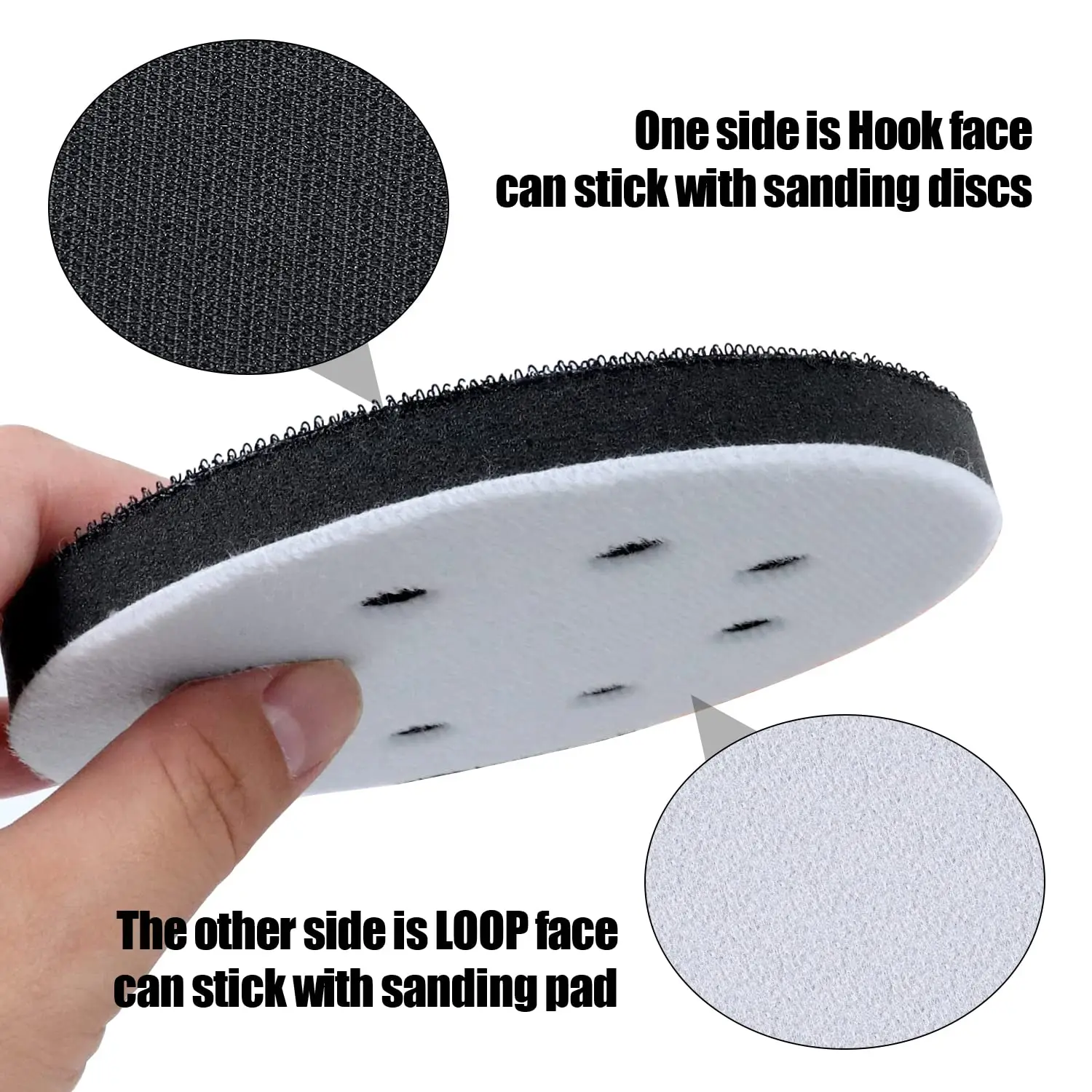 Kit de papel de lija de gancho y bucle de 8 agujeros de 5 pulgadas con almohadilla de respaldo y almohadilla de interfaz suave, incluye 10 granos de Áspero a fino Compatible