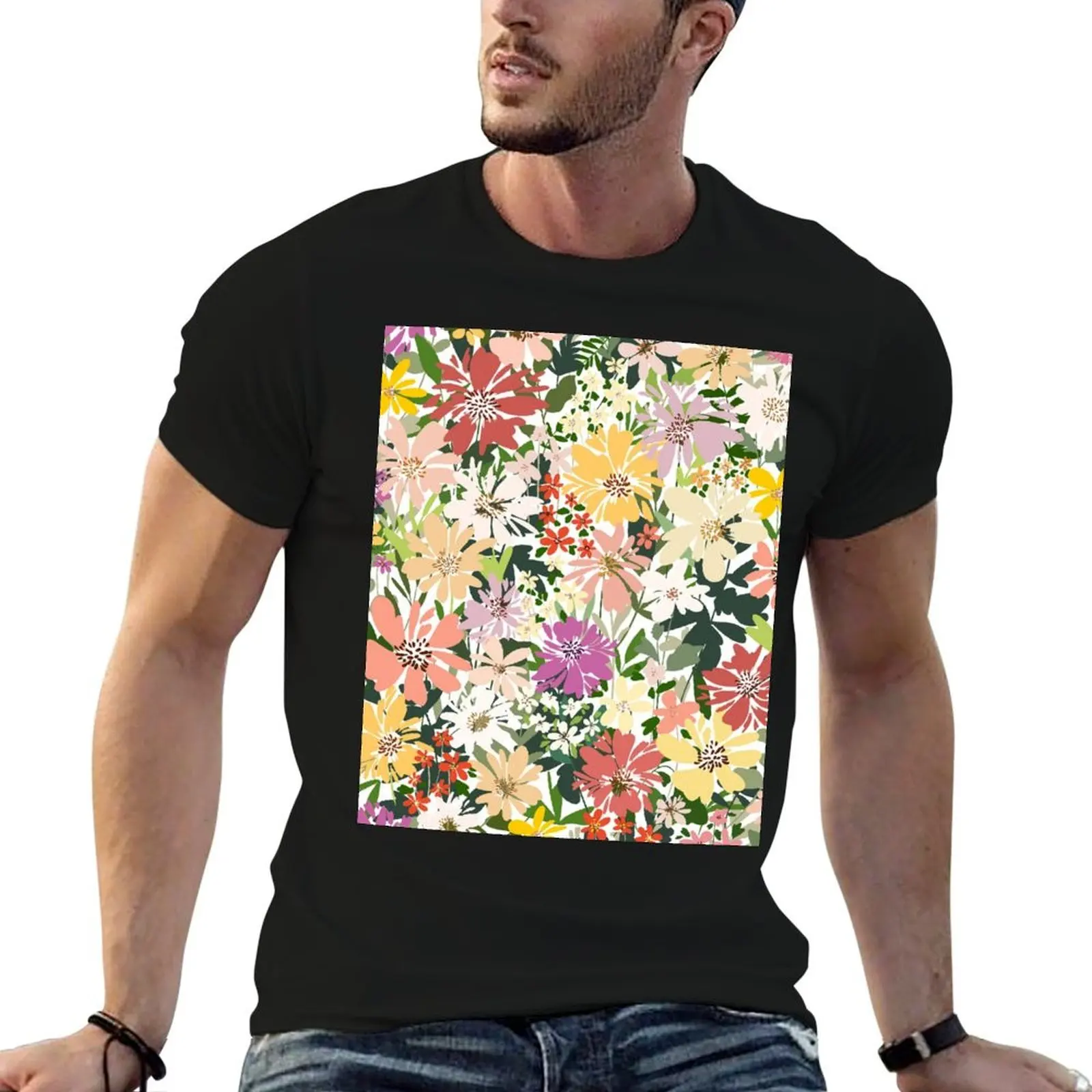 

Modern Floral Illustration, Flowers art 9 T-Shirt heavyweights essential t shirt compression shirt men