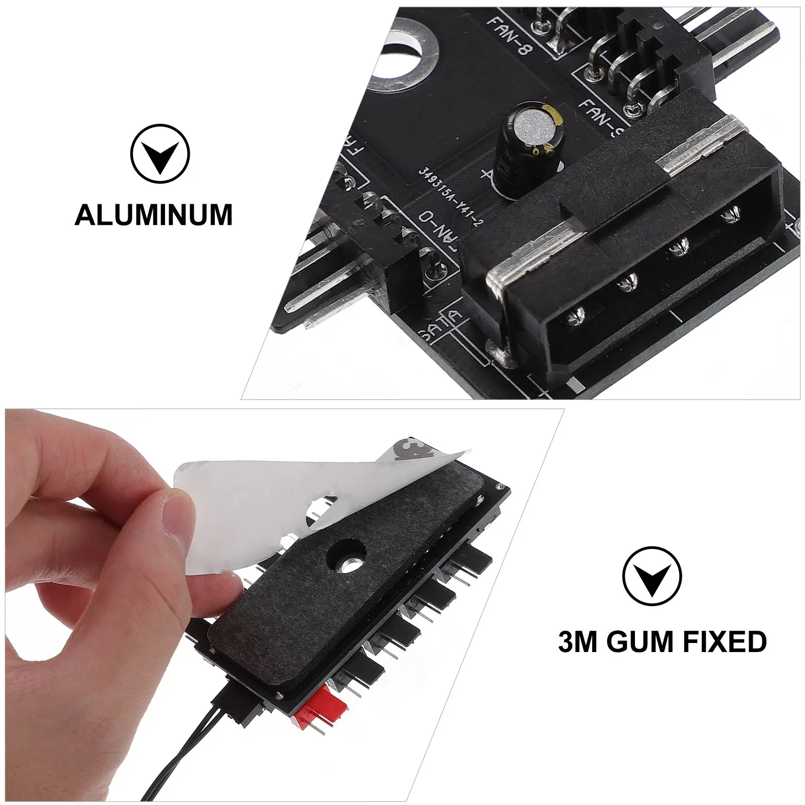 

1pc Fan Hub Aluminum Computer Case Cooling Extension Adapter Stable Power Supply Desktop PC Fan Hubs Office Computer Supply