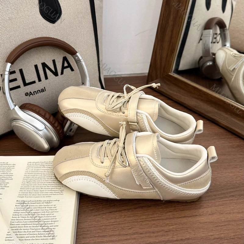 

Women's ballet flats Fashion Korean style Ballerine Lace-up casual shoes Comfort lightweight no slip sneakers Ladies Footwears