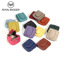 Royal Bagger Mini Lychee Pattern Coin Purse, Solid Color Buckle Key Earphone Storage Bag, Casual Change Pouch for Daily Use 1603