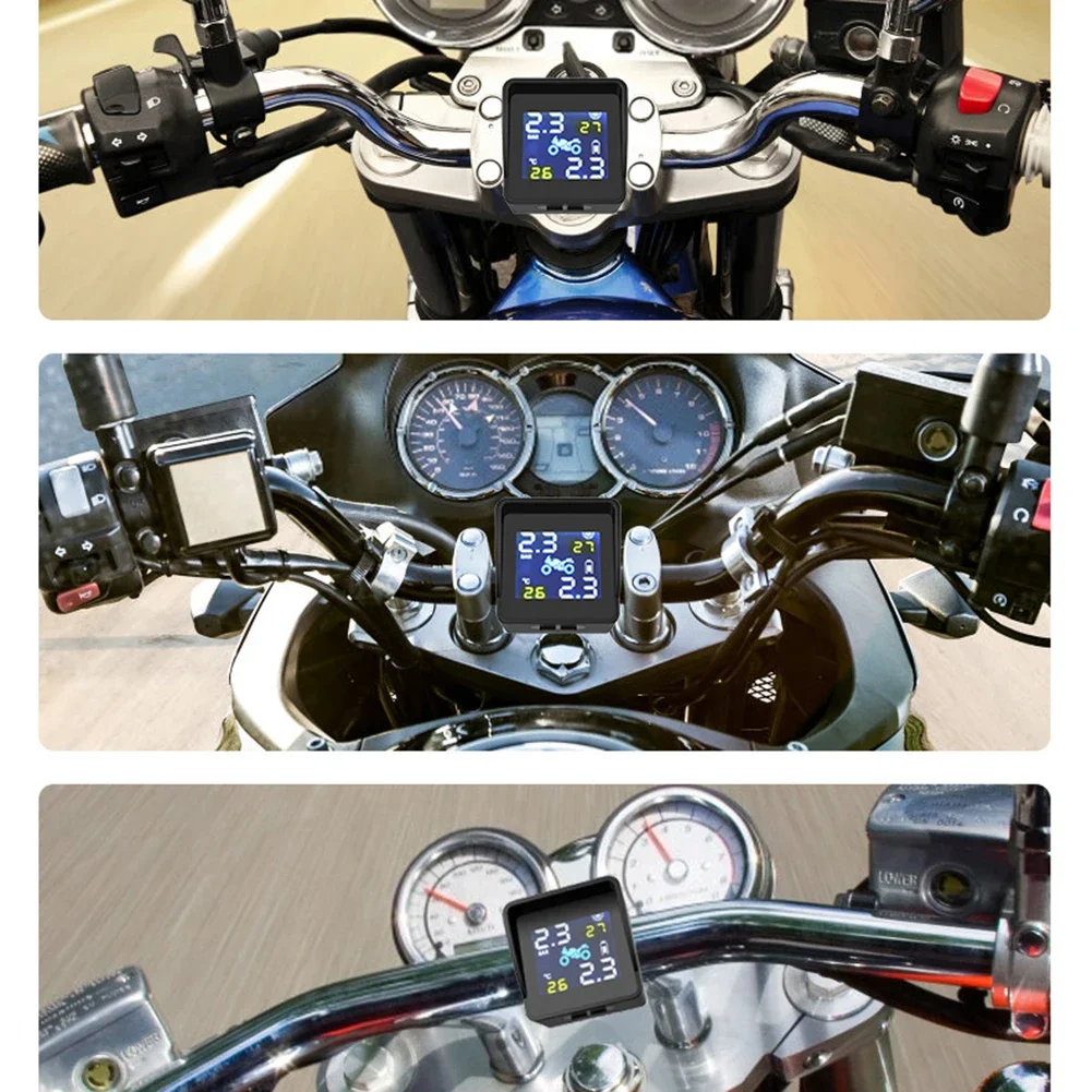 New Solar Charging TPMS Tire Tyre Pressure Monitoring Alarm System High-precision Motorcycle Replacement Parts with 2 Sensors