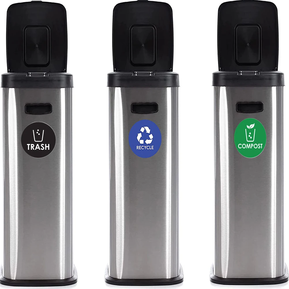 12 قطعة ملصقات فرز النفايات سلة المهملات صناديق إعادة تدوير تسميات كبيرة الحجم المواد البلاستيكية تصنيف القمامة الشارات