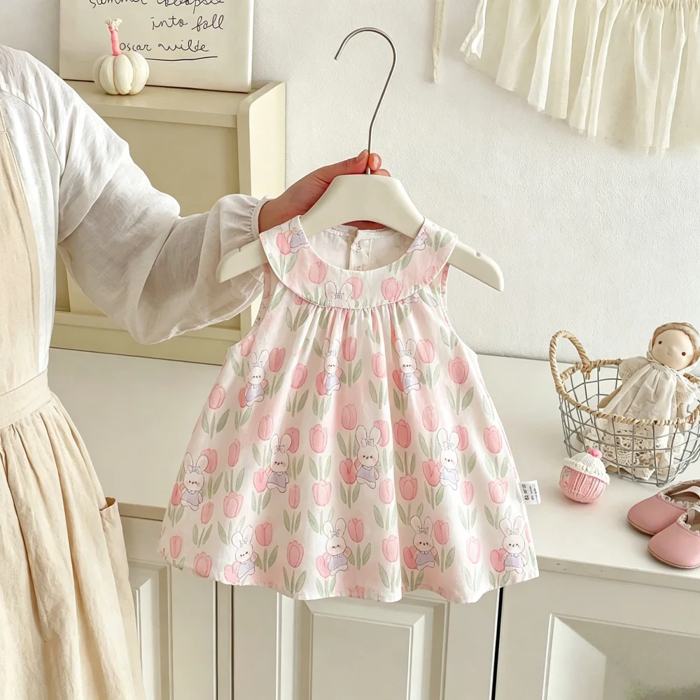 Girls' Dress Summer Cartoon Hanging Bag, Cute Baby Girl Dress, Sweet Beach Princess Dress, Children's Dress Baby Girl Clothing ﻿