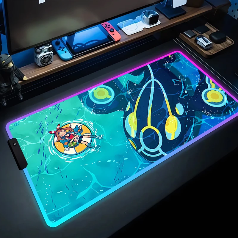 RGB Mouse Pad P-Pokémon Non-Slip Rubber Edge locking mousepads Game play mats notebook computer Anime Game Home Decor coaster