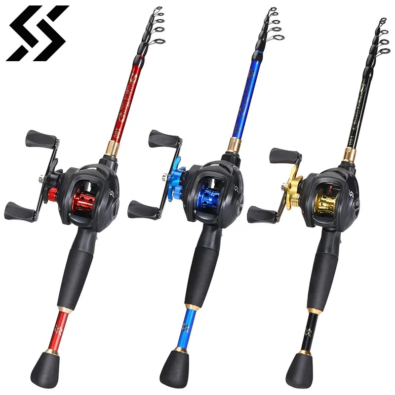 Sougayilang Baitcasting Fishing Set 1.8m 2.1m 2.4m Ultralight Carbon Fiber Rod and 7.2:1 High Speed Reel for Bass Fishing Pesca