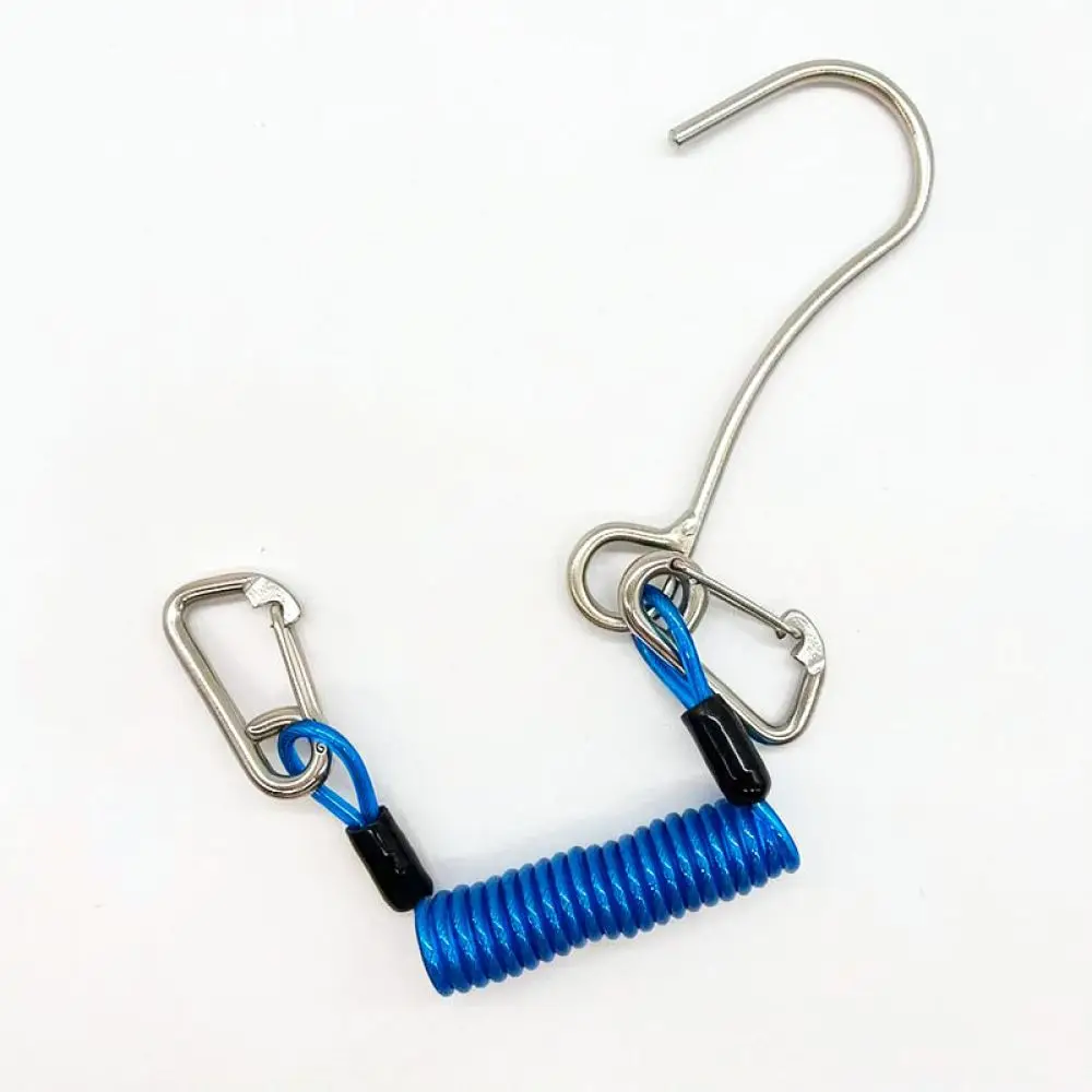 Scuba Diving Drift Hook 316 Stainless Steel Single Reef Hook With Retractable Coil Lanyard For Divemiao Underwater Safety Gear