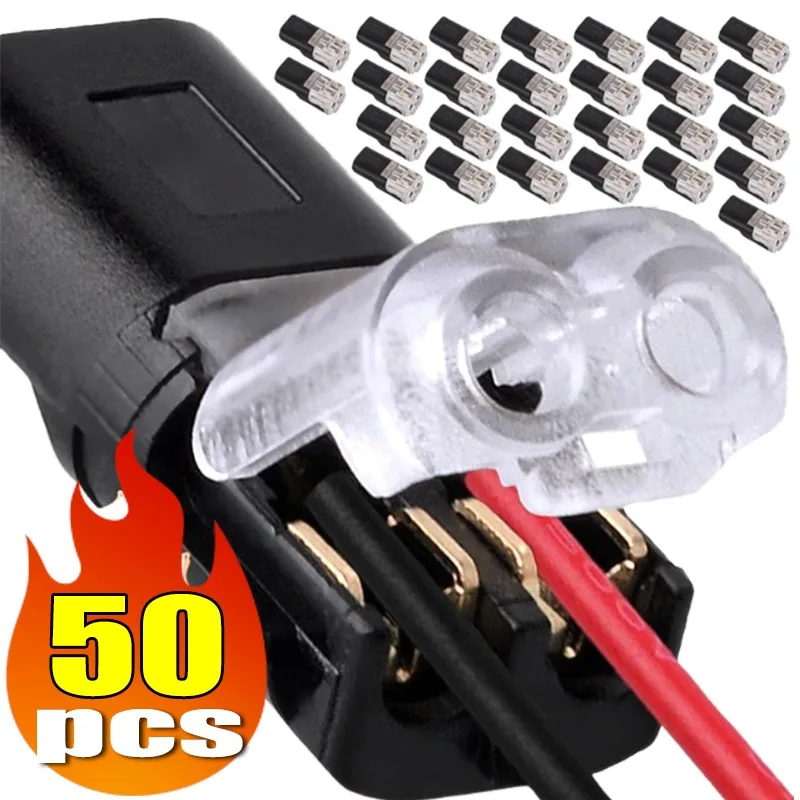 

Car Plug Electrical Wire Cable Quick Terminal Connections Snap in T2/D2 Connector No-solder No-peel Joiners Accessories 50pcs
