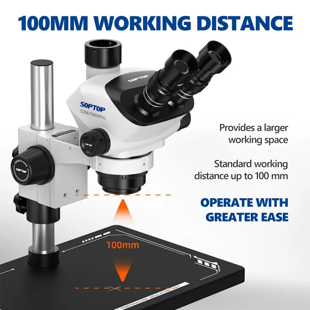 SOPTOP SZM-7060 PRO Continuous Zoom Trinocular Stereo Microscope 7