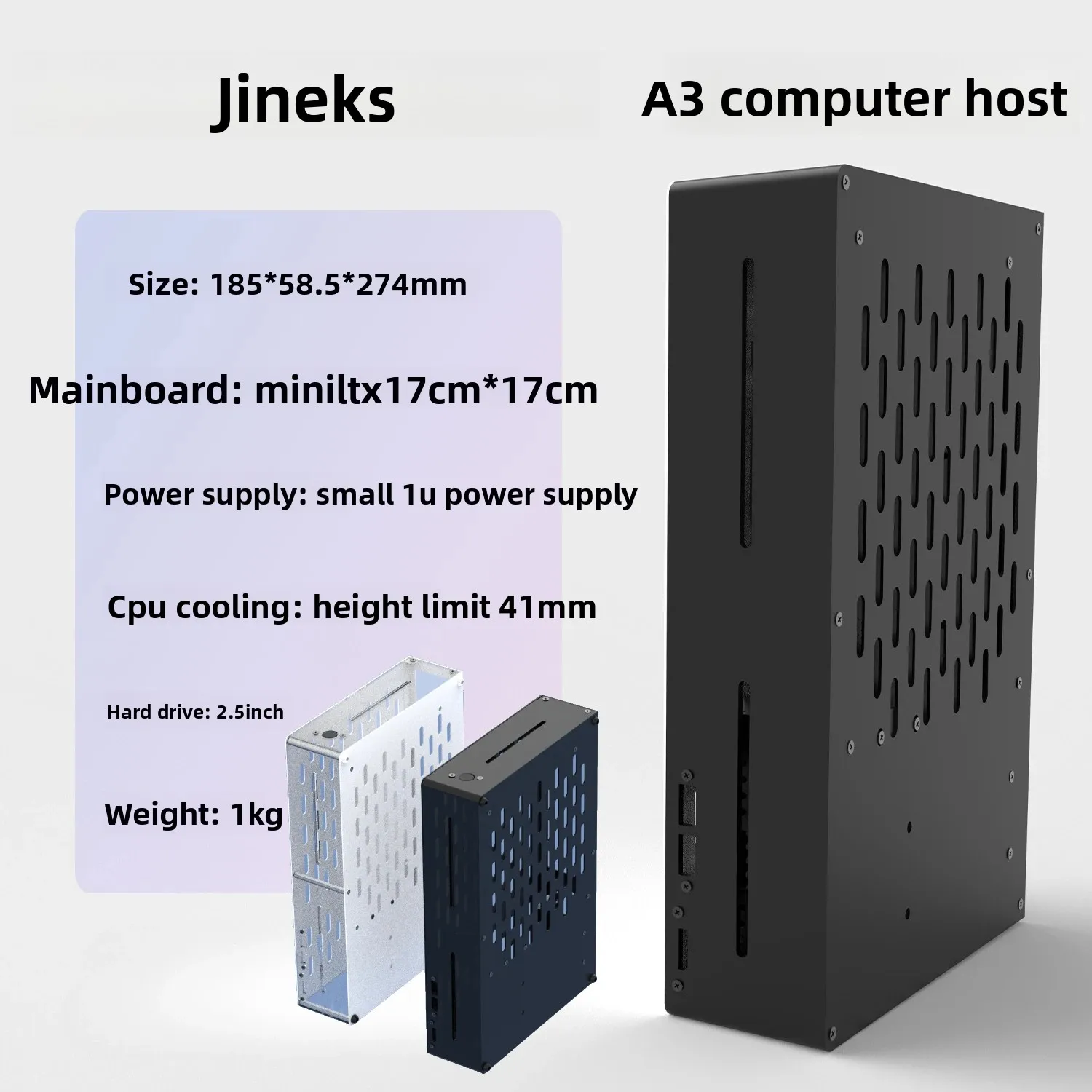 JINEKS 2.9L A3 Mini Chassis External PC Case Mini-ITX Motherboard Gaming Computer Chassis Upright Horizontal Stand FLEX 1U Power