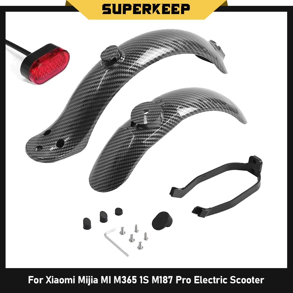 Tire Splash Carbon Fiber Fender Guard Bracket Rear Mudguard for Xiaomi Mijia MI M365 1S M187 Pro Electric Scooter Taillight Part