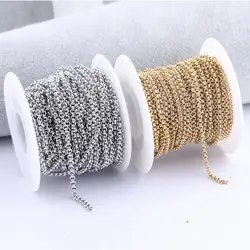 onwear 10meters/roll stainless steel gold plated 2.0mm 3.0mm jewelry chain diy for necklace pendant making accessories